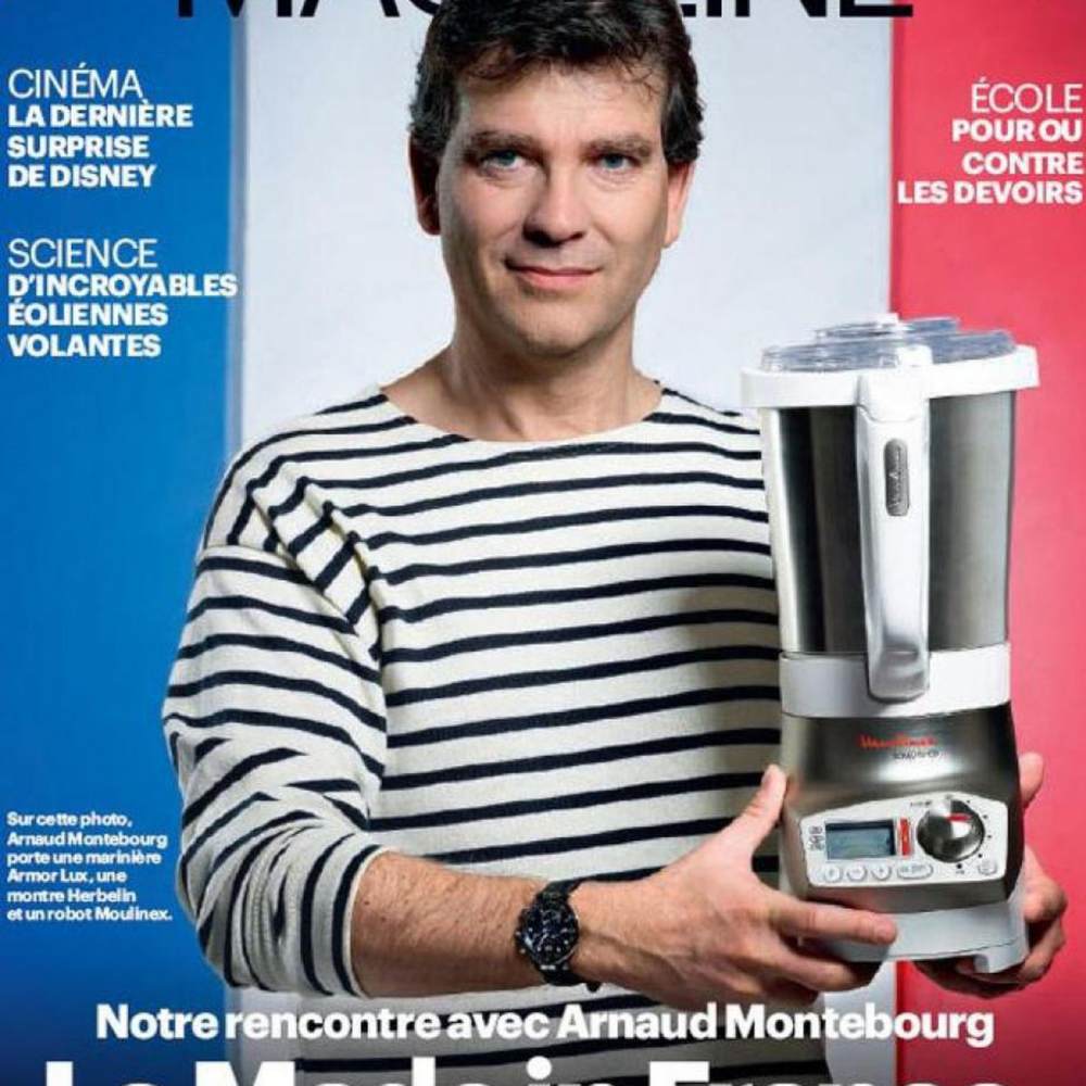 Une du Parisien Magazine en 2012 montrant Arnaud Montebourg portant une marinière Armor Lux made in France